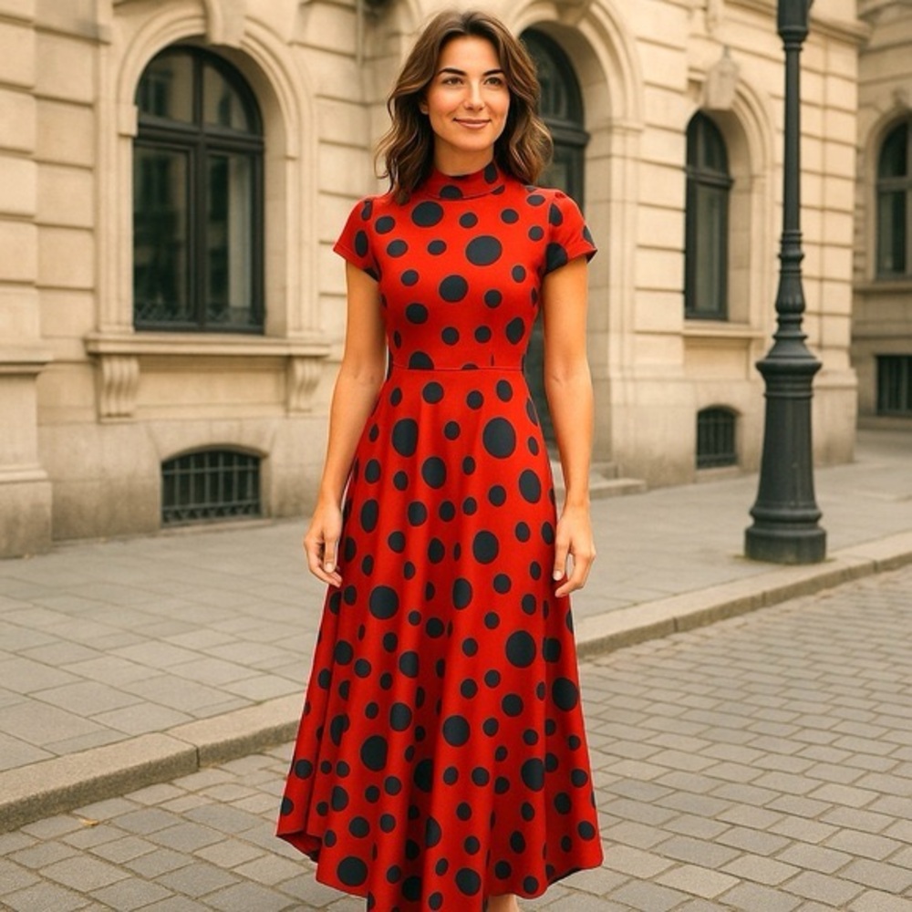 Mod Style Karen T Design Polka Dot Maxi Dress S